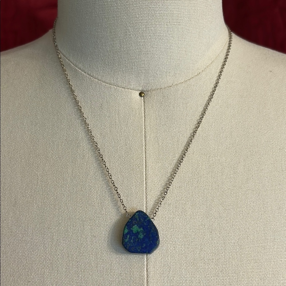Azurite Chrysocolla Earth Blue and Green Pendant Necklace